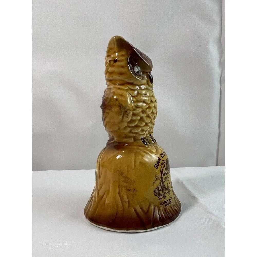 Vintage Souvenir Owl Bell San Francisco Made In Japan Ceramic 4” EUC‎